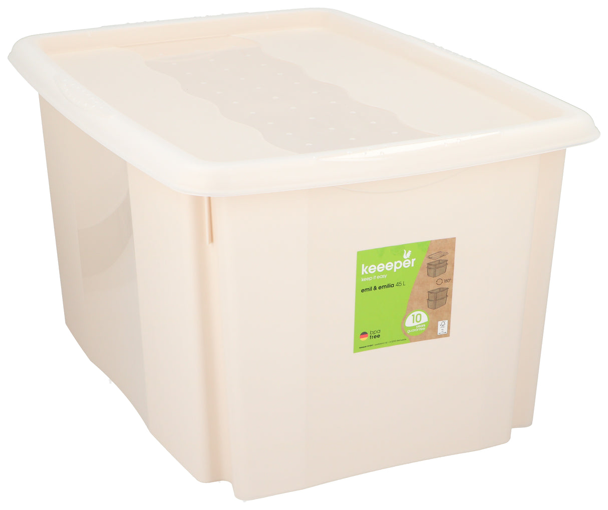 Opbergbox met Deksel 45L Beige