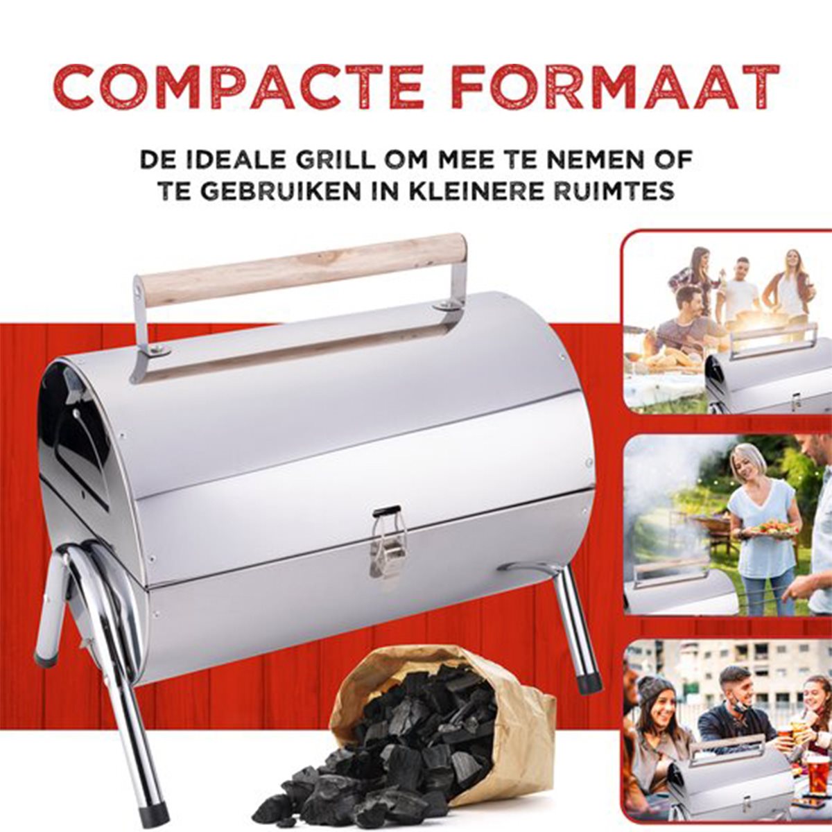 BBQ Collection Houtskoolbarbecue - Cilinder - Chroom