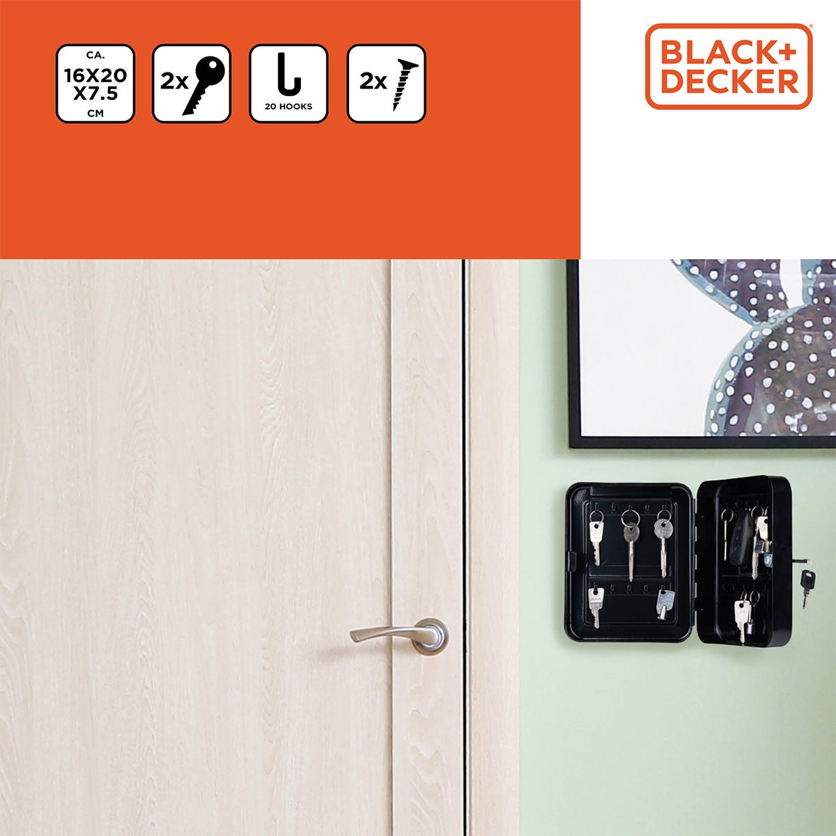 BLACK+DECKER Sleutelkast 20 Haakjes - maximondo