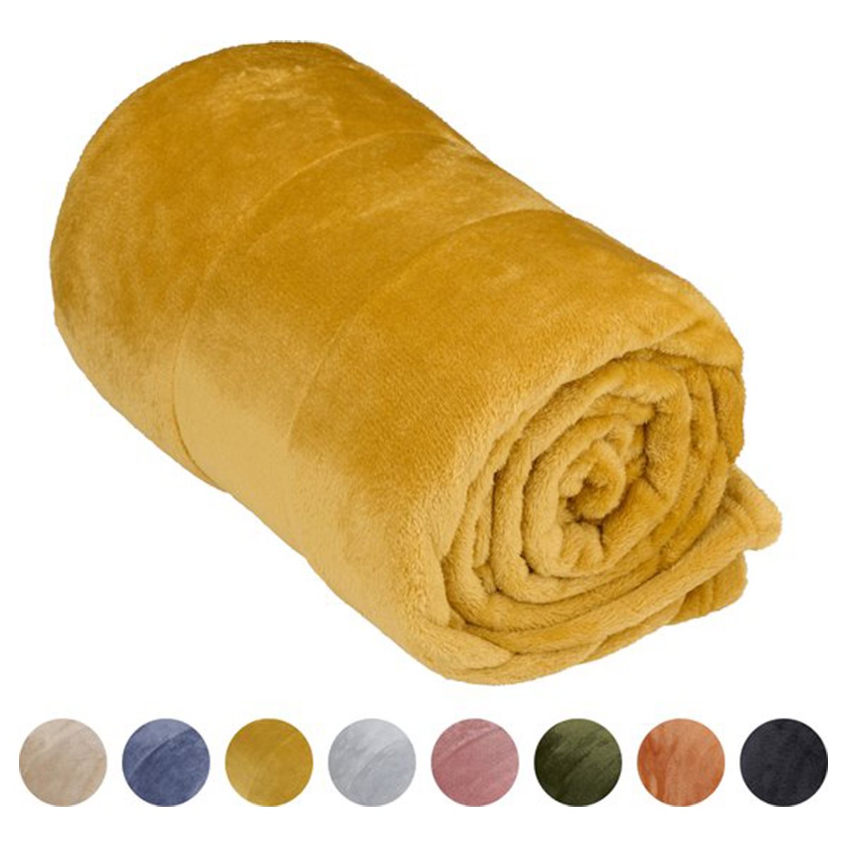 Fleece Deken 150 x 200 CM Mosterdgeel