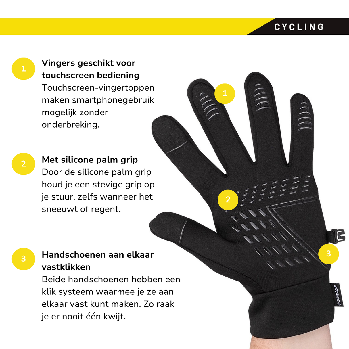 Dunlop Fietshandschoenen Maat L - Touchscreen Bestendig - maximondo