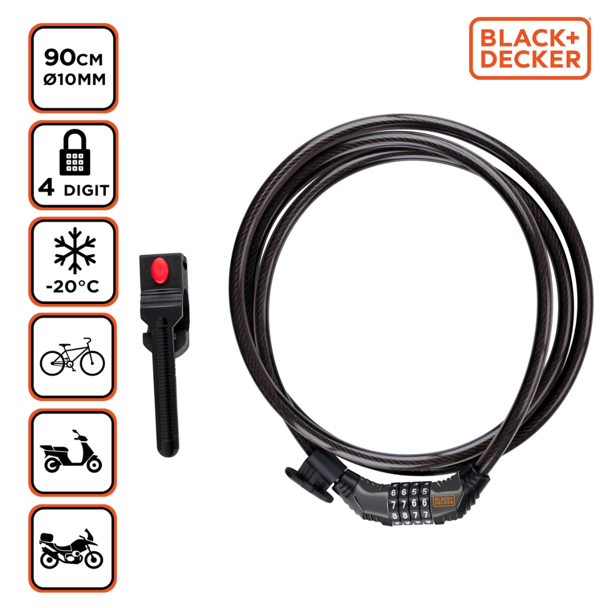 BLACK+DECKER Cijferslot BXCHBL7008 - Fietsslot - maximondo