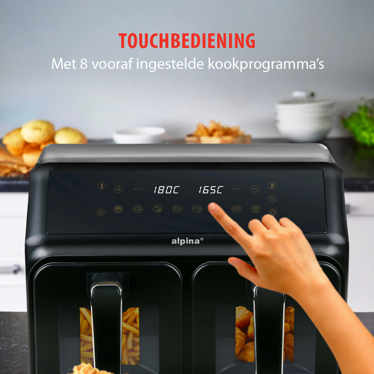 alpina Dubbele Airfryer 8L - 8 Programma's