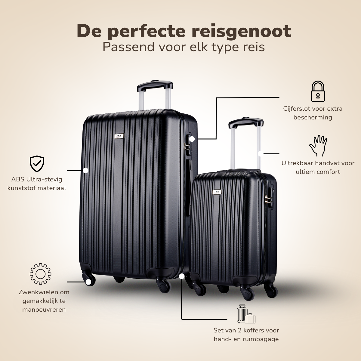 Slazenger Kofferset 2 Delig Zwart