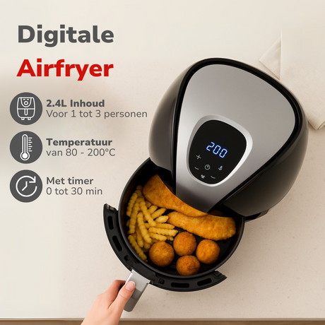 alpina Airfryer 2.4L - Heteluchtfriteuse voor 1-4 Personen