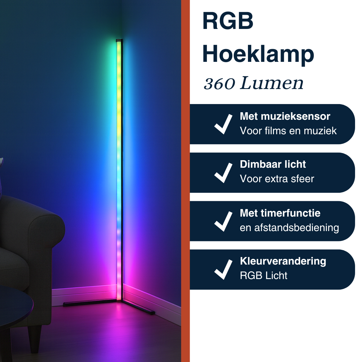Grundig RGB LED Hoeklamp 140 cm - maximondo