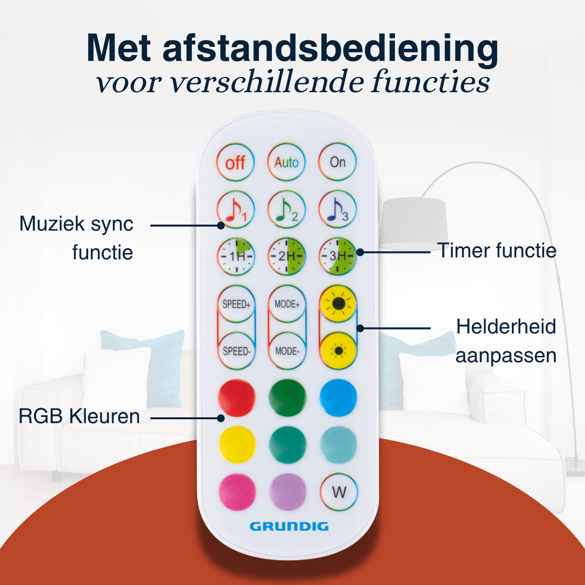 Grundig RGB LED Hoeklamp 140 cm