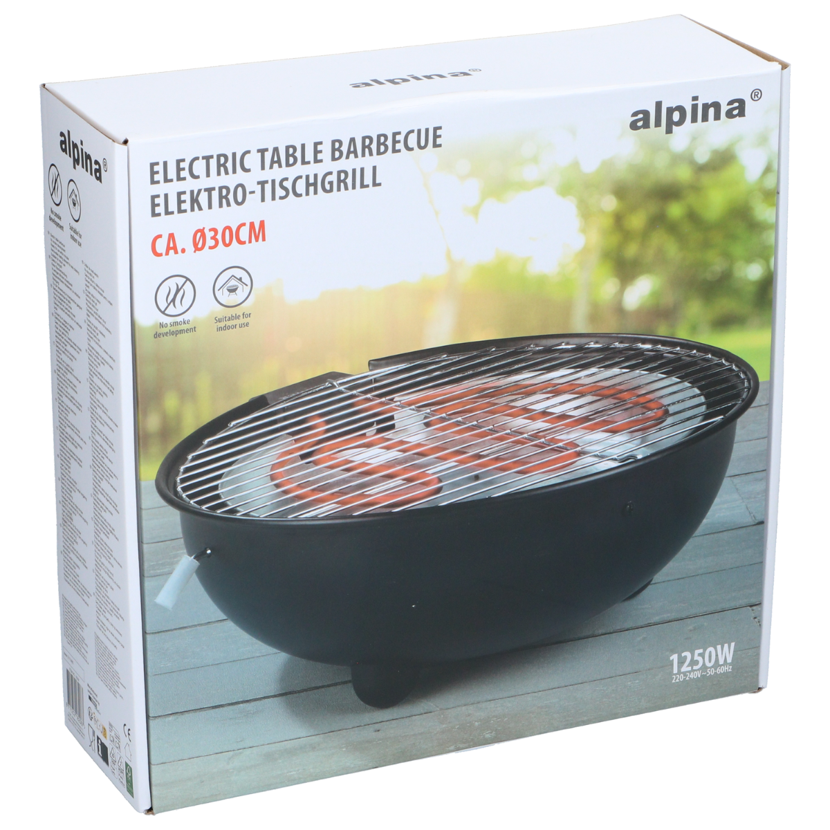 alpina Elektrische BBQ 1250W - Tafel Barbecue zonder Rook