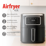 alpina Airfryer 4.5L - Heteluchtfriteuse voor 1-4 Personen - maximondo