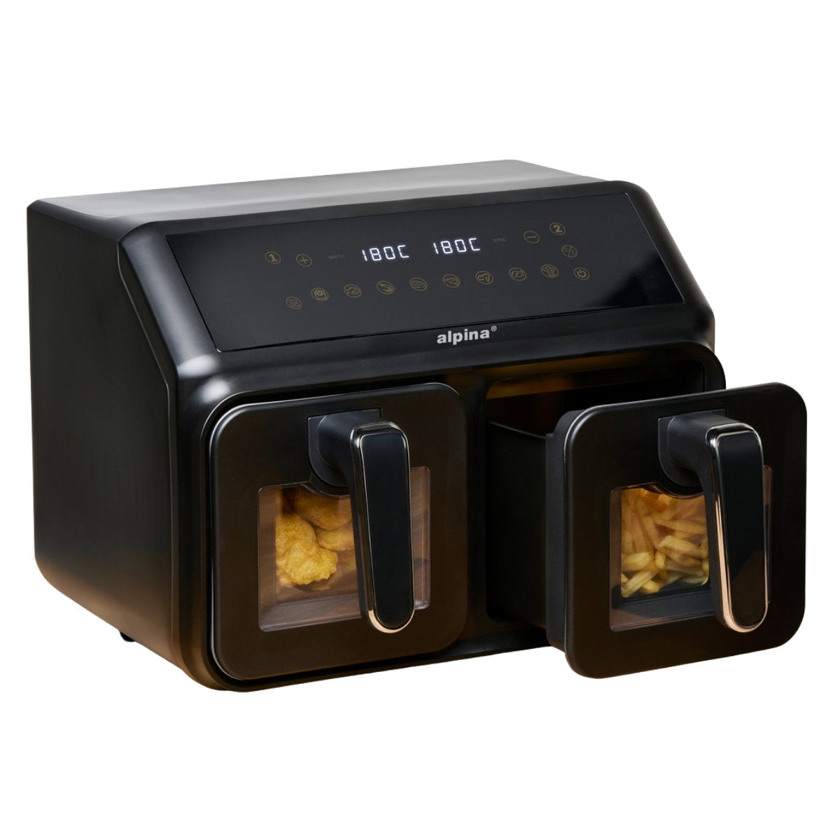 alpina Dubbele Airfryer XXL - Heteluchtfriteuse 2x4L - maximondo