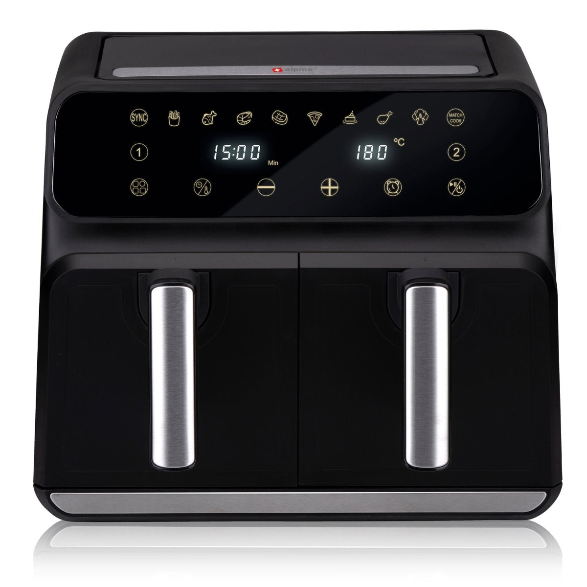 alpina Dubbele Airfryer XXL - Heteluchtfriteuse 2x4L