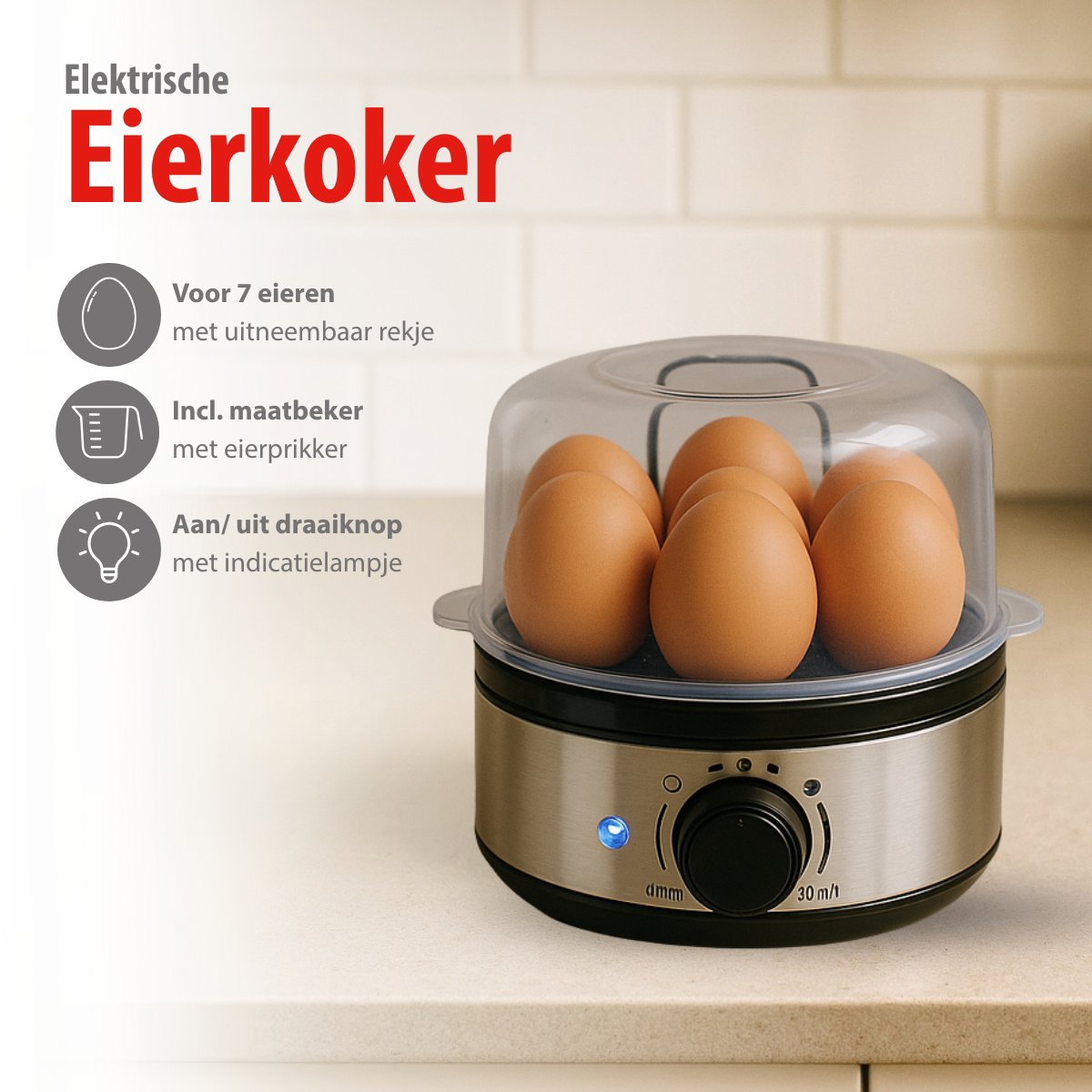 alpina Eierkoker Electrisch 400W – Ei Koker met Timer