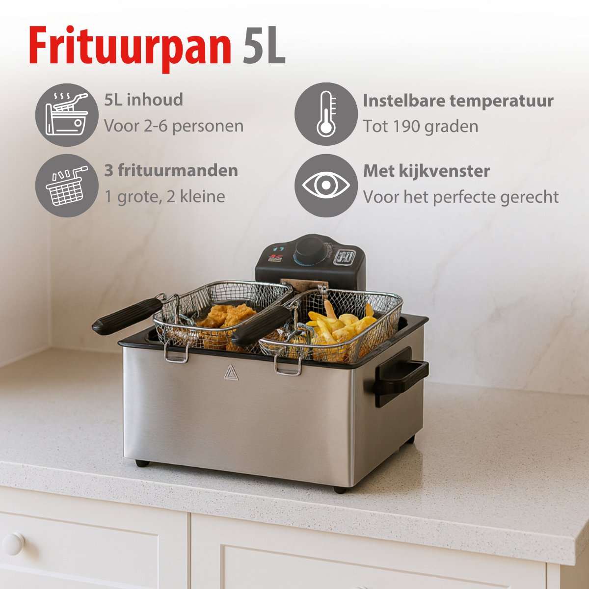 alpina Frituurpan 5L, 3 Manden