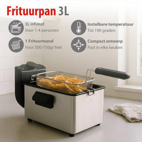 alpina Frituurpan 3 Liter - Friteuse 2000W