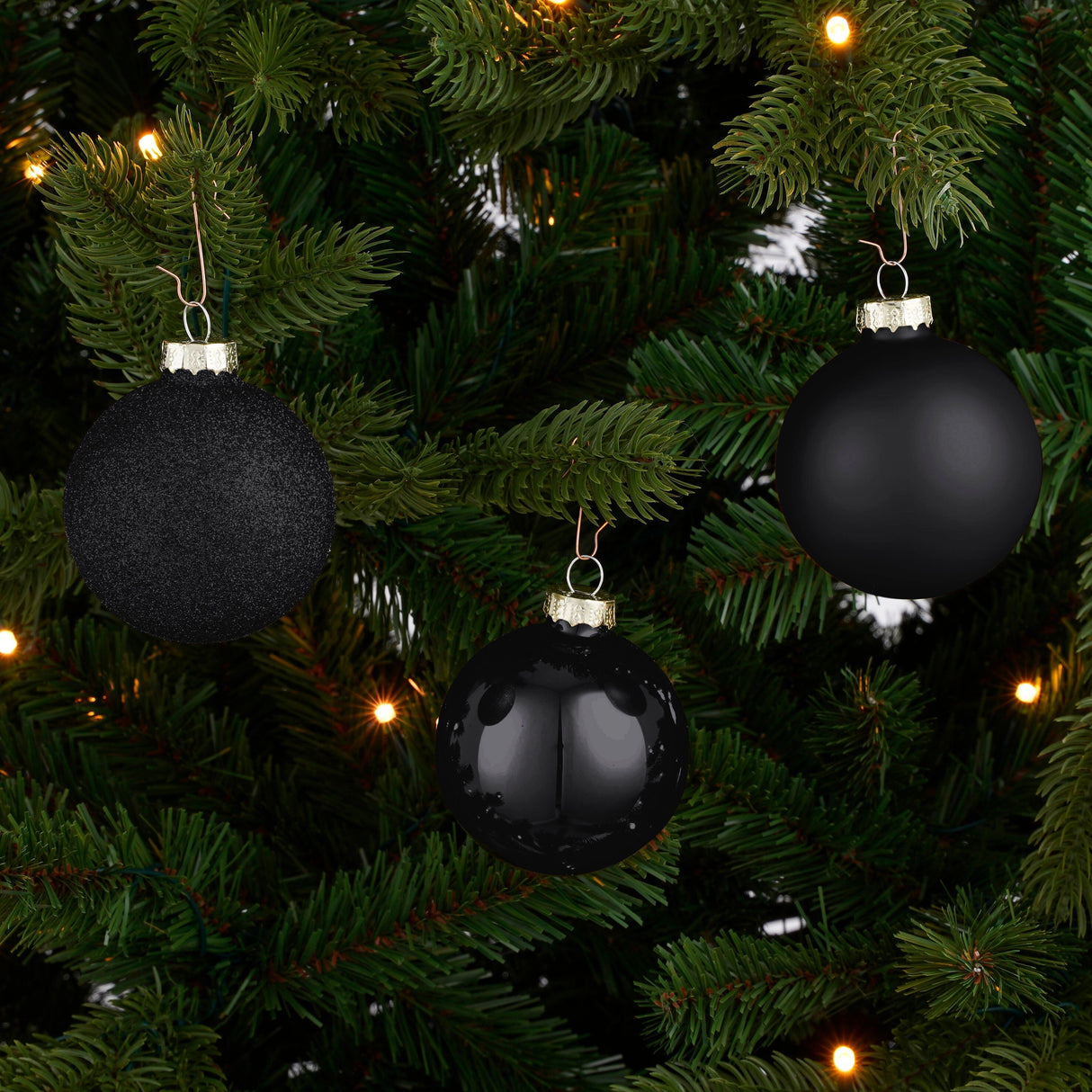 Mica Decorations Bal glas zwart 42 stuks - d7cm