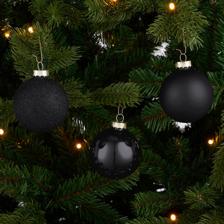 Mica Decorations Bal glas zwart 42 stuks - d7cm