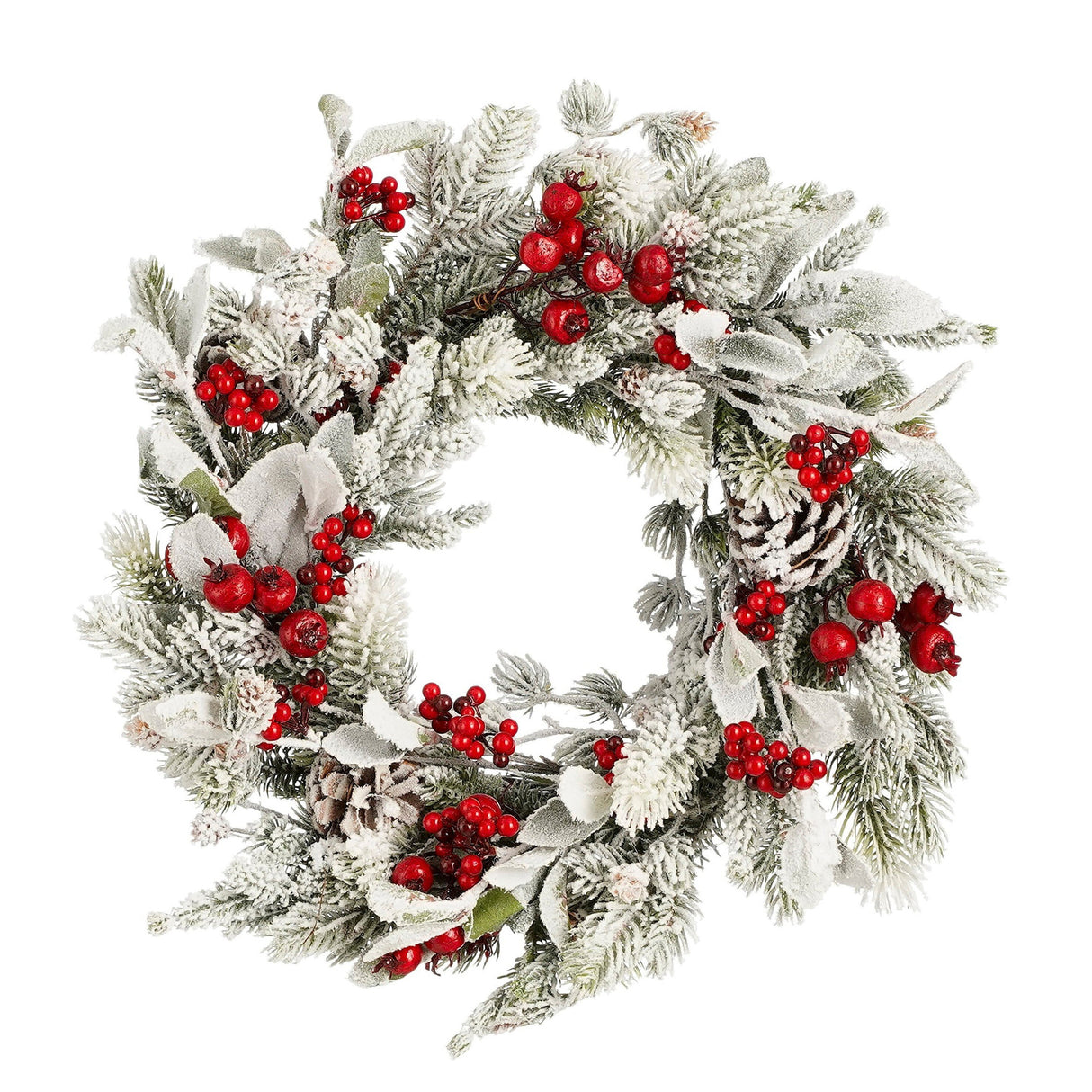 Mica Decorations Belfort krans groen frosted - h11xd40cm