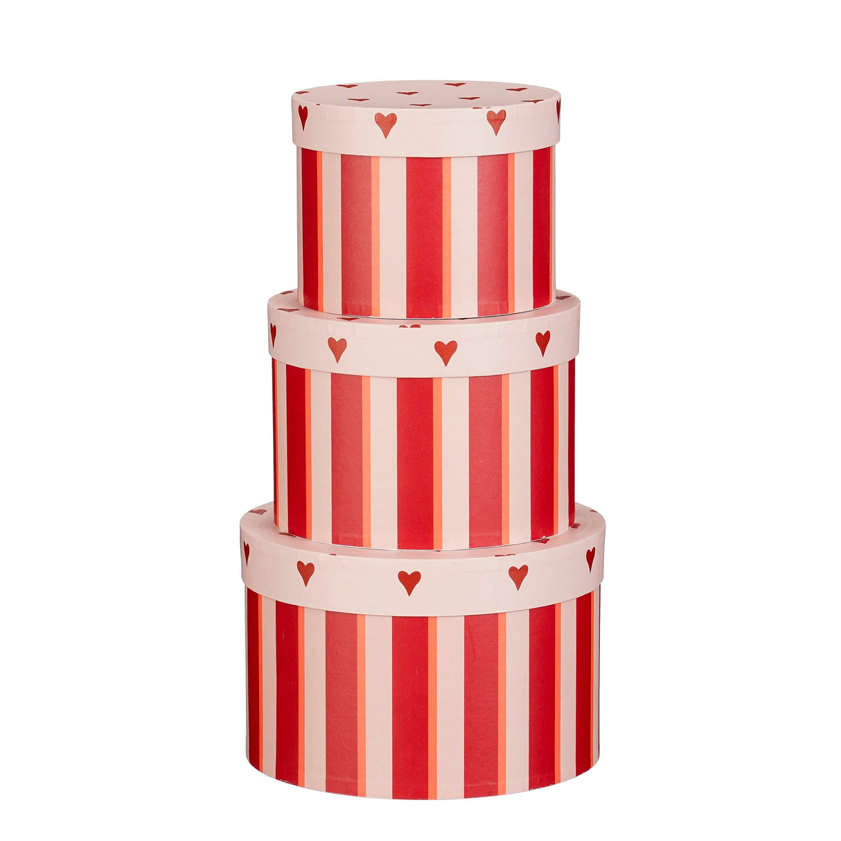 Mica Decorations Opbergdoos rood set van 3 FSC Mix - h14xd21cm