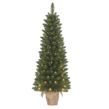 Black Box Trees Gerlos Smalle Kunstkerstboom in Pot met Warm Witte LED Verlichting - H120 x Ø51 cm