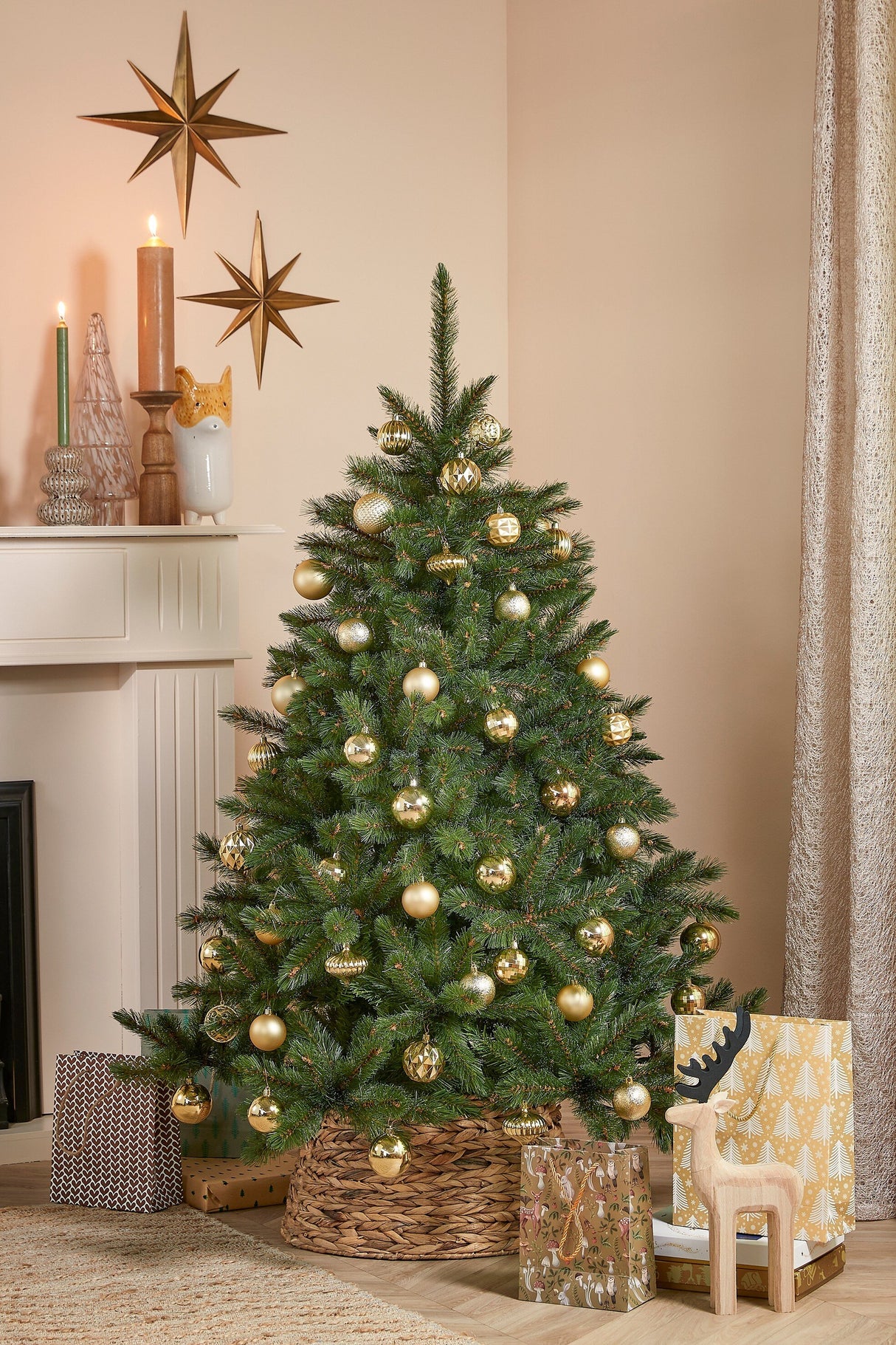Mica Decorations Boom decoratie onbreekbaar goud 60 stuks - d7cm
