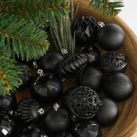 Mica Decorations Boom decoratie onbreekbaar zwart 60 stuks - d7cm