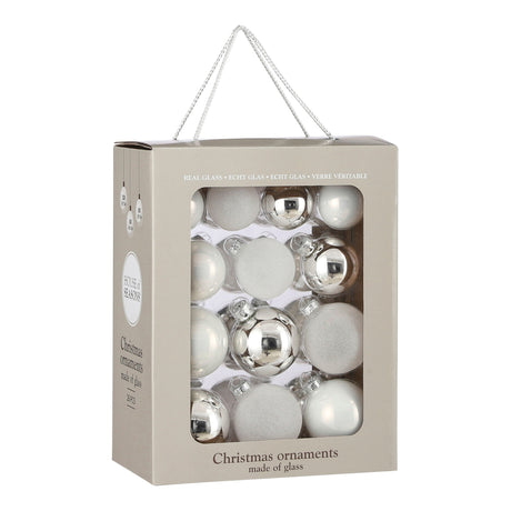 Mica Decorations Bal glas wit 26 stuks - d7cm