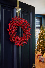 Mica Decorations Krans bessen rood - h10xd50cm
