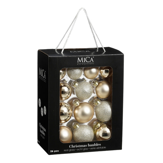 Mica Decorations Kerstballen Set - 26 Stuks - Ø7 cm - Glas - maximondo