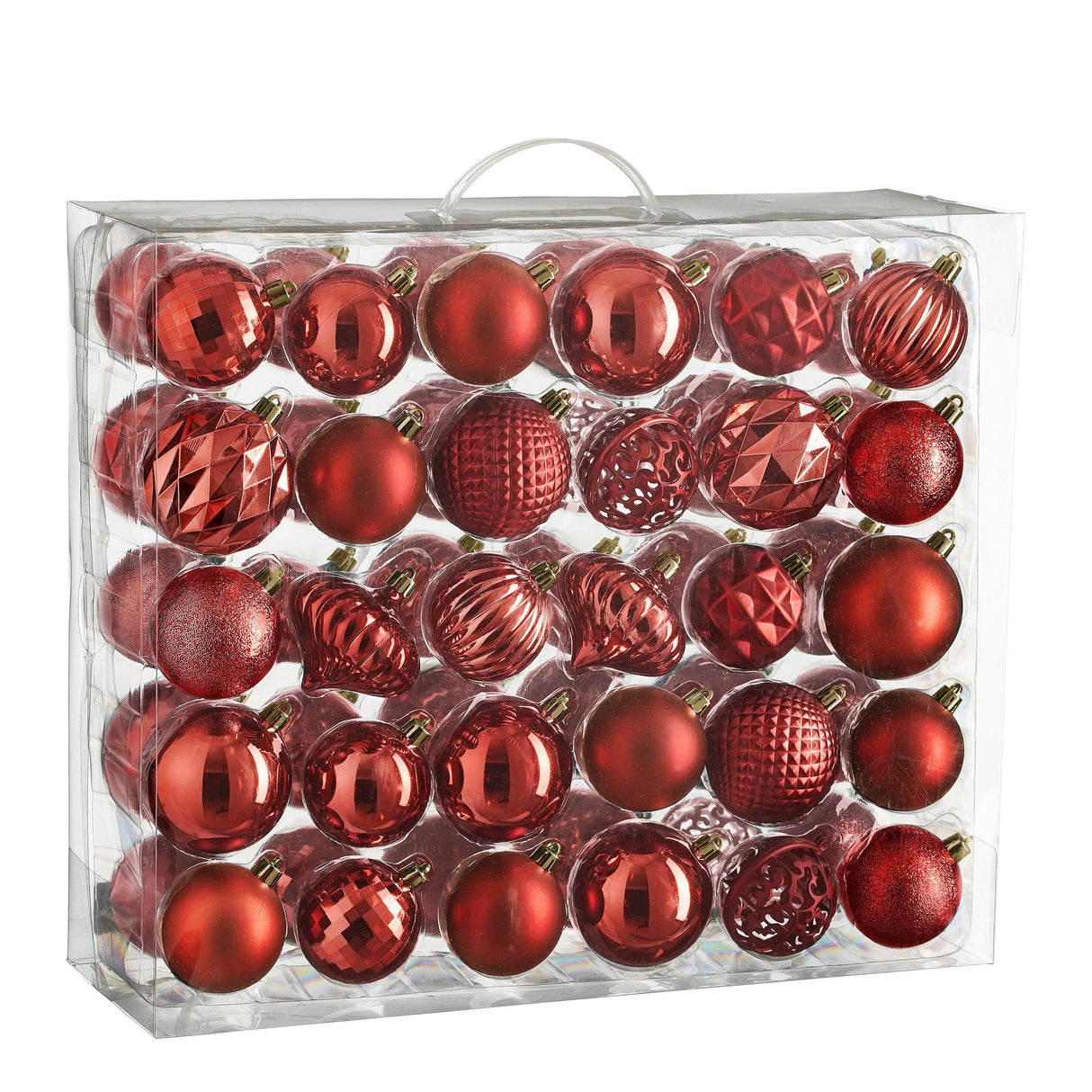 Mica Decorations Boom decoratie onbreekbaar rood 60 stuks - d7cm