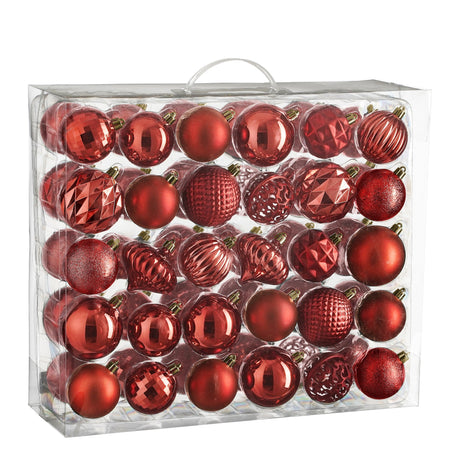 Mica Decorations Boom decoratie onbreekbaar rood 60 stuks - d7cm