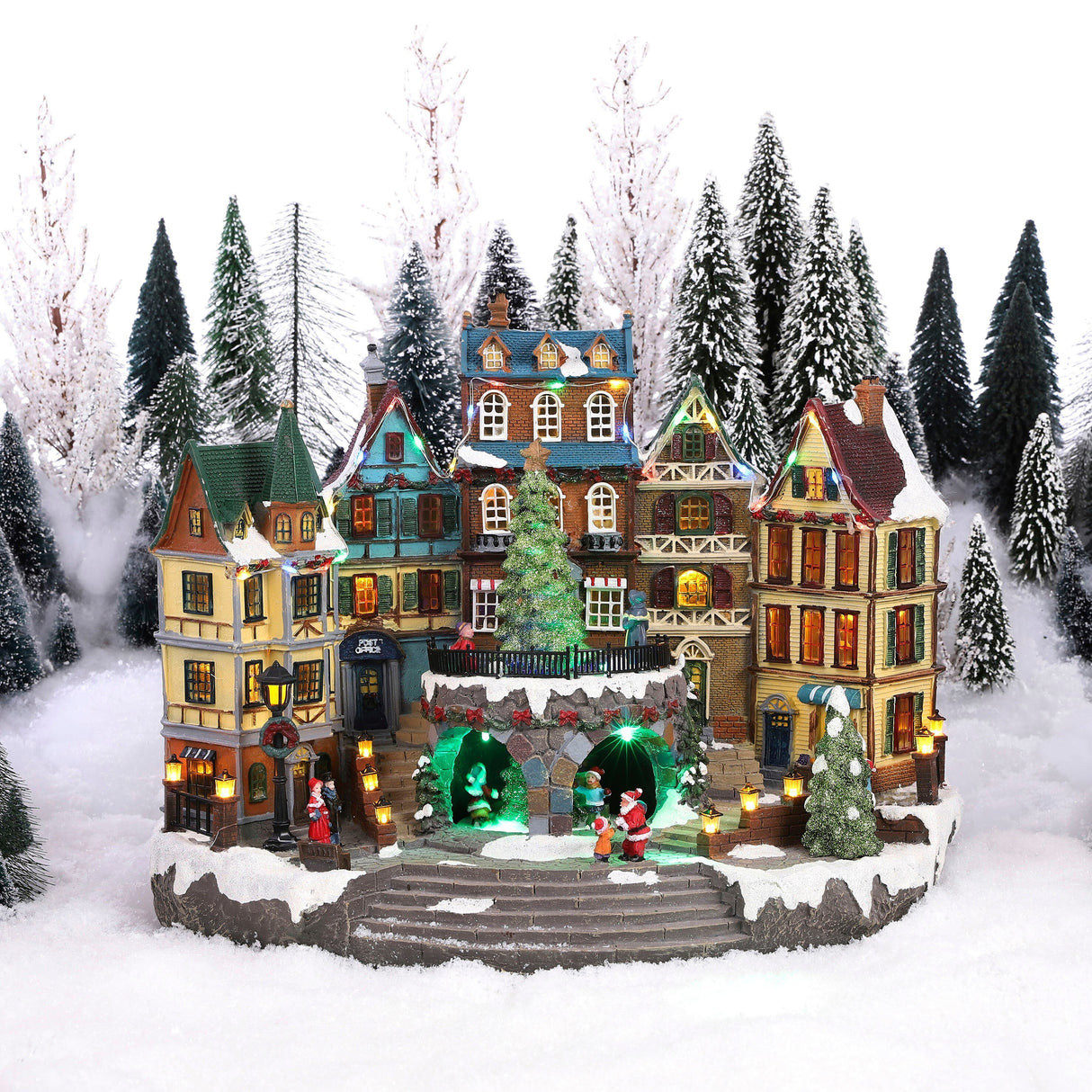 Luville Collectables Village scenery with christmas tree adapter included - l41,5xw25xh31,5cm