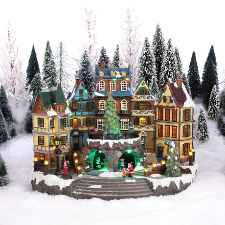 Luville Collectables Village scenery with christmas tree adapter included - l41,5xw25xh31,5cm
