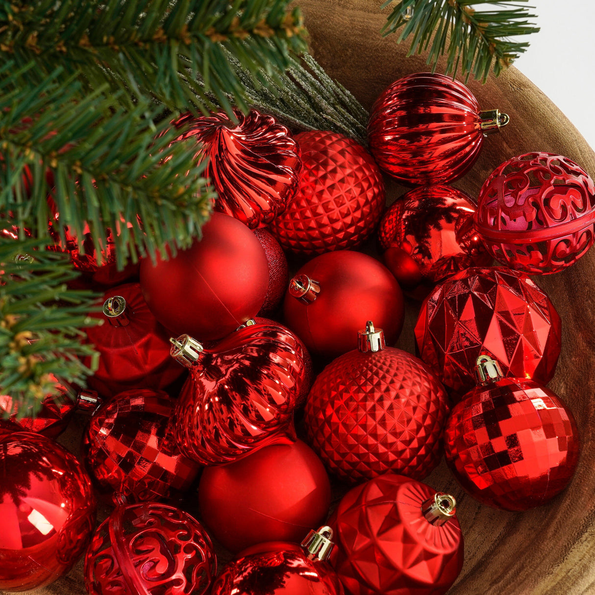Mica Decorations Boom decoratie onbreekbaar rood 60 stuks - d7cm