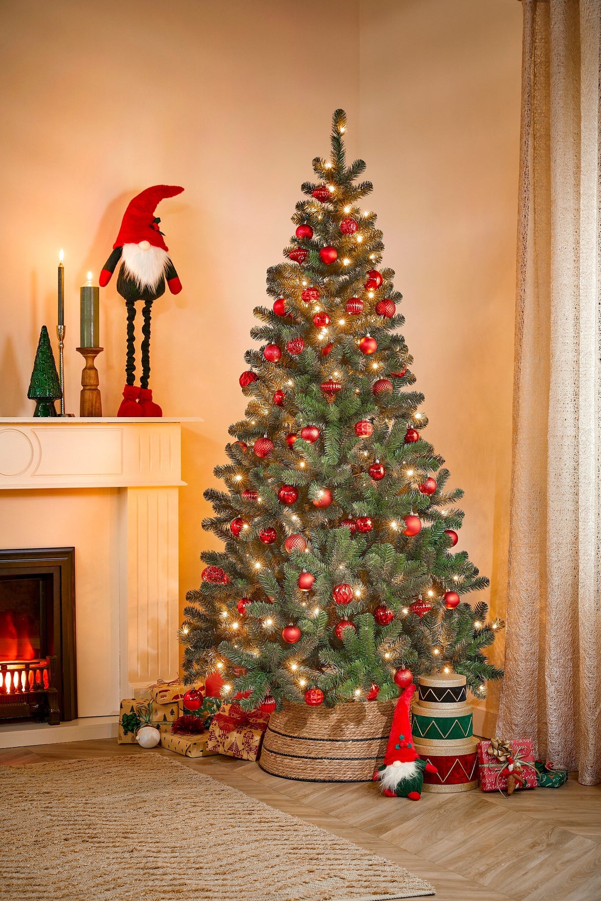 Mica Decorations Boom decoratie onbreekbaar rood 60 stuks - d7cm