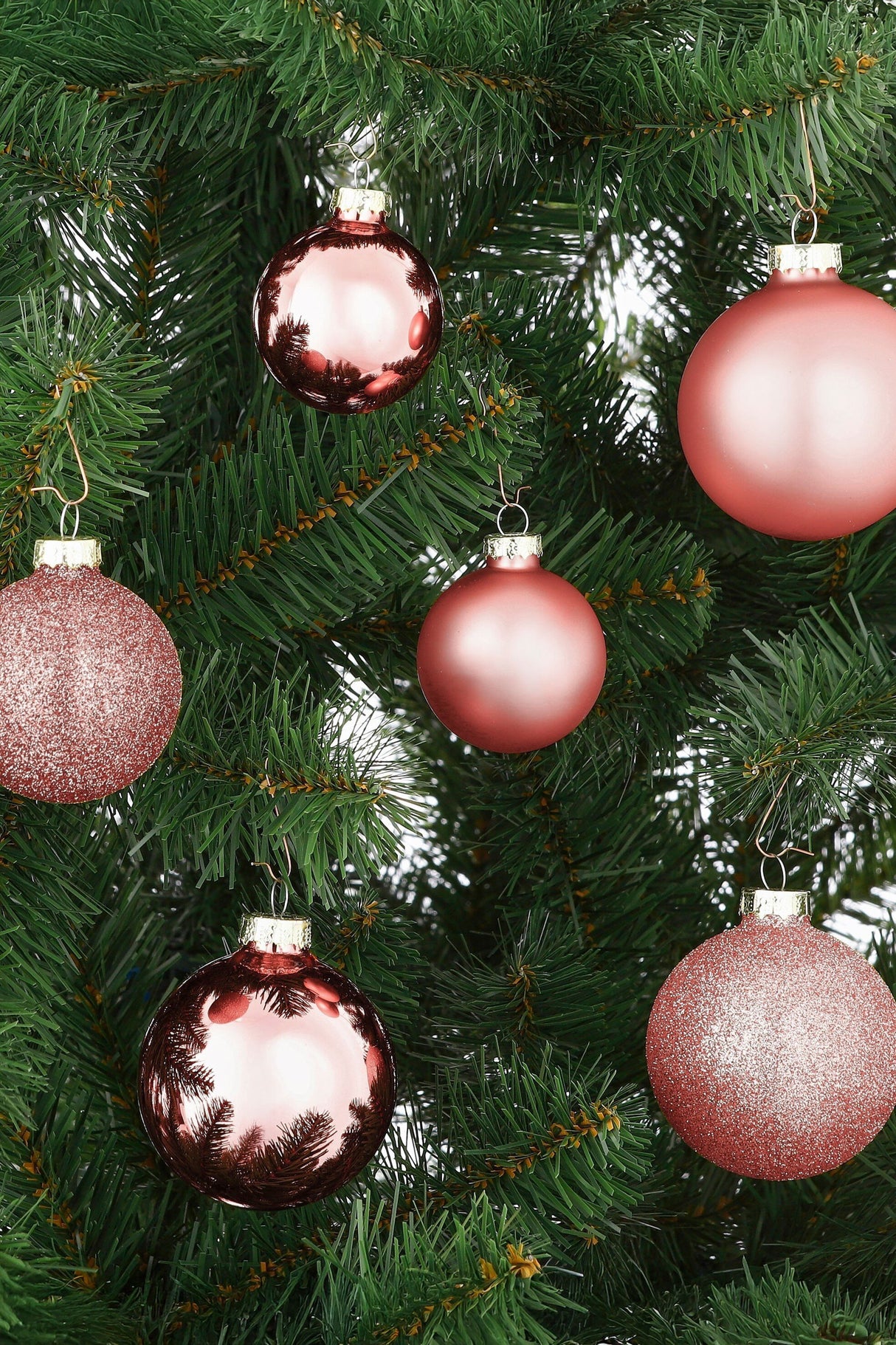 Mica Decorations Bal glas roze 42 stuks - d7cm