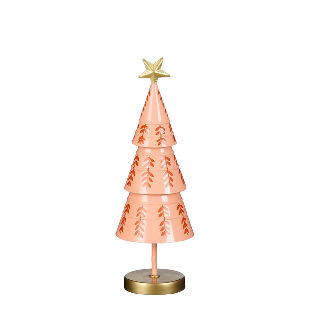 Mica Decorations Decoratie Kerstboom - H40 x Ø13 cm - IJzer - Roze - maximondo