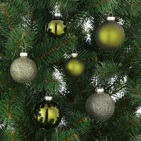 Mica Decorations Bal glas d.groen 26 stuks - d7cm