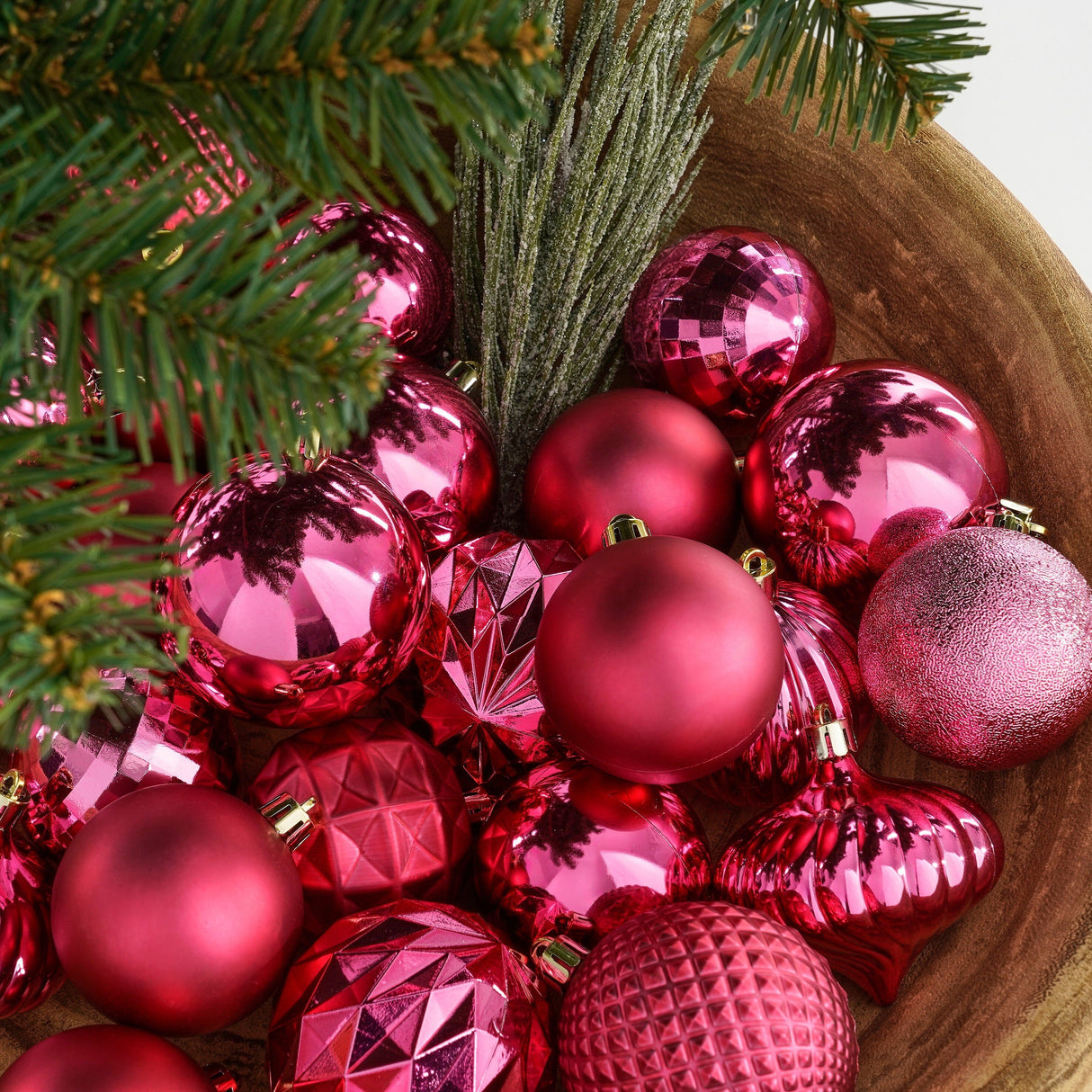 Mica Decorations Boom decoratie onbreekbaar fuchsia 60 stuks - d7cm