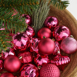 Mica Decorations Boom decoratie onbreekbaar fuchsia 60 stuks - d7cm