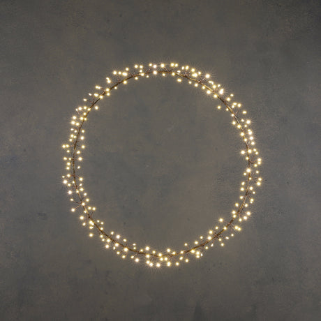 Luca Lighting Krans zwart warm wit 150led IP44 - d40cm