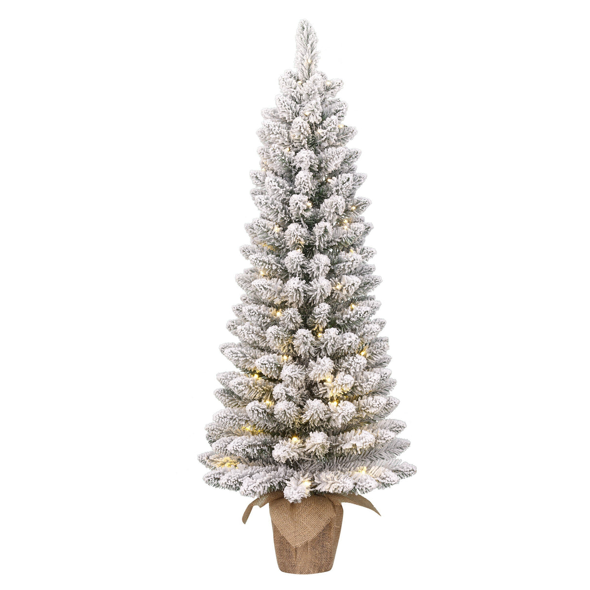 Black Box Trees Gerlos Smalle Kunstkerstboom in Pot met Warm Witte LED Verlichting - H120 x Ø51 cm