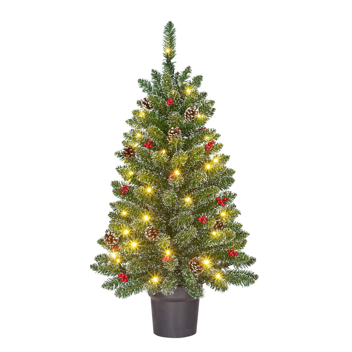 Black Box Trees Creston Kunstkerstboom in Pot met LED Verlichting - H90 x Ø50 cm - Groen Frosted