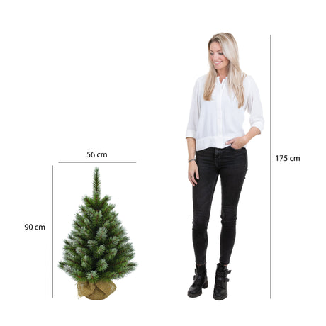 Triumph Tree Pittsburgh kerstboom met burlap groen frosted TIPS 127 - h90xd56cm