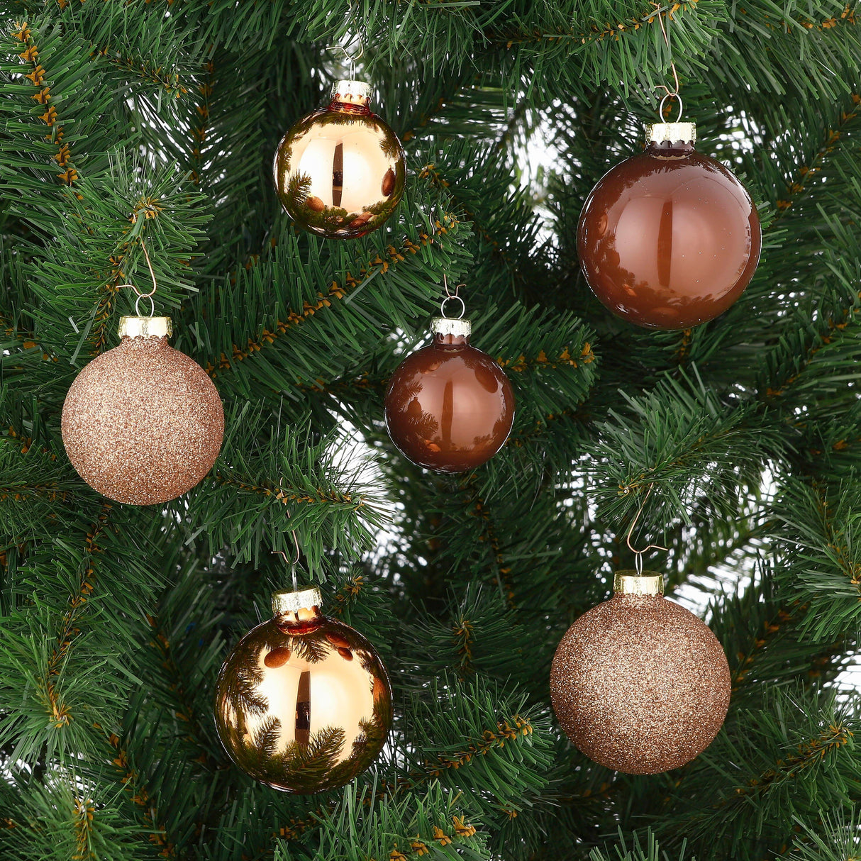 Mica Decorations Bal glas bruin 42 stuks - d7cm