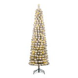 Black Box Trees Charlton Smalle Kunstkerstboom met Warm Witte LED Verlichting - H155 x Ø48 cm
