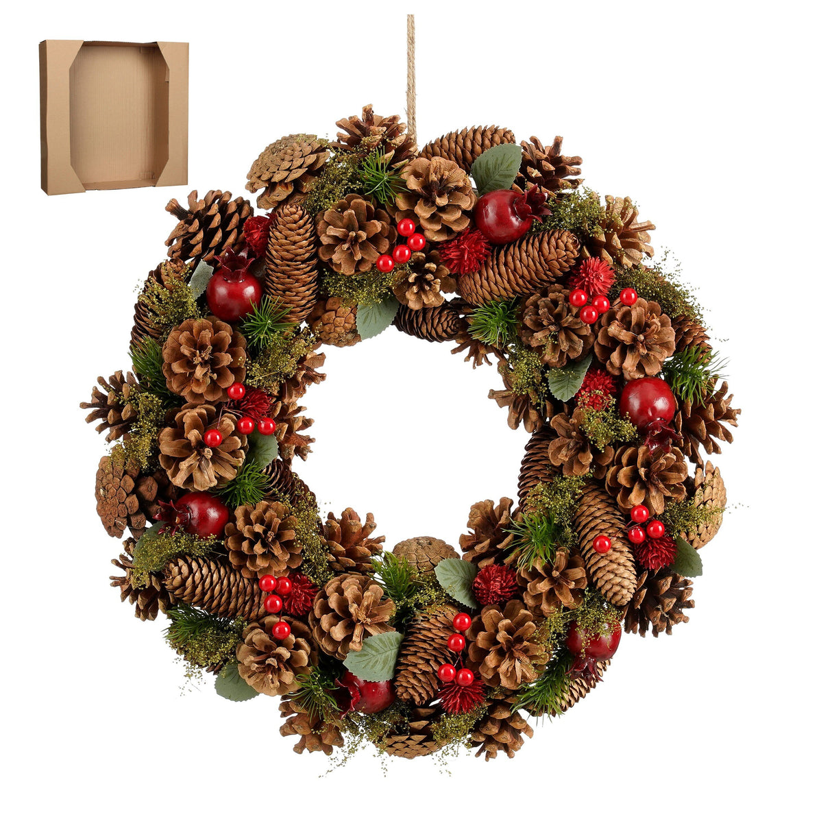 Mica Decorations Landon krans bruin - h9xd45cm