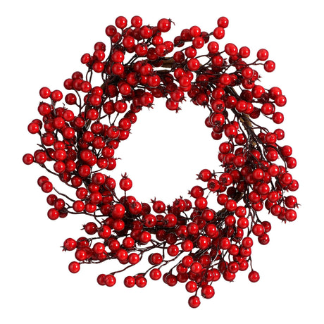 Mica Decorations Krans bessen rood - h10xd40cm