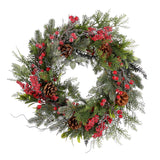 Mica Decorations Randell kerstkrans rood frosted - h12xd50cm - maximondo