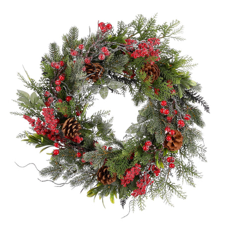 Mica Decorations Randell kerstkrans rood frosted - h12xd50cm - maximondo