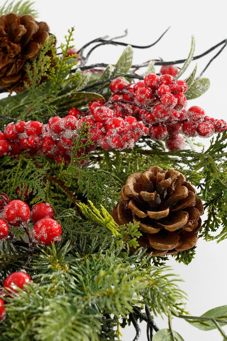 Mica Decorations Randell kerstkrans rood frosted - h12xd50cm - maximondo
